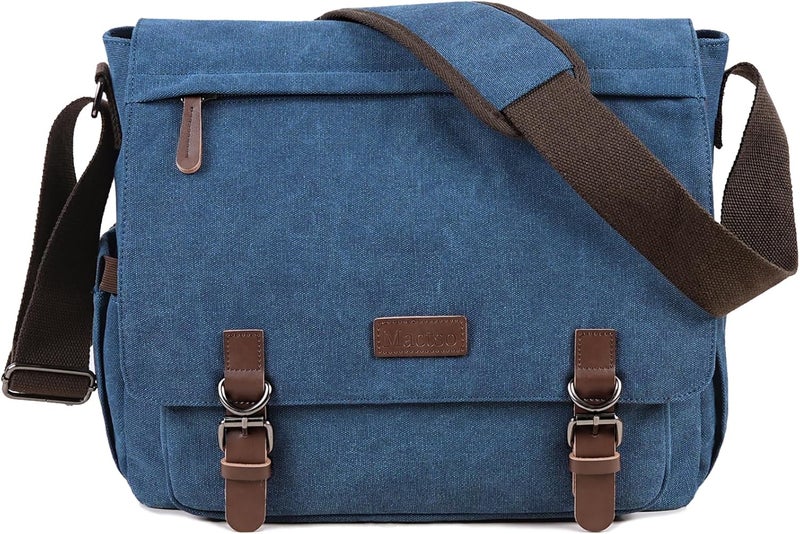 Mactso Canvas Messenger Bag for Men Women,Travel Satchel Shoulder bag 15.6 Inch Laptop Bag briefcase Business - Image 1